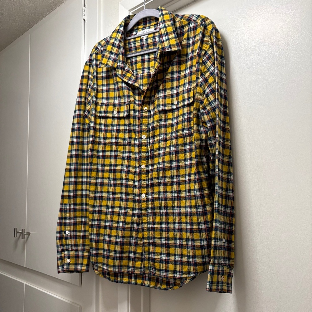 Frame men’s flannel shirt - canary yellow - size large / slim